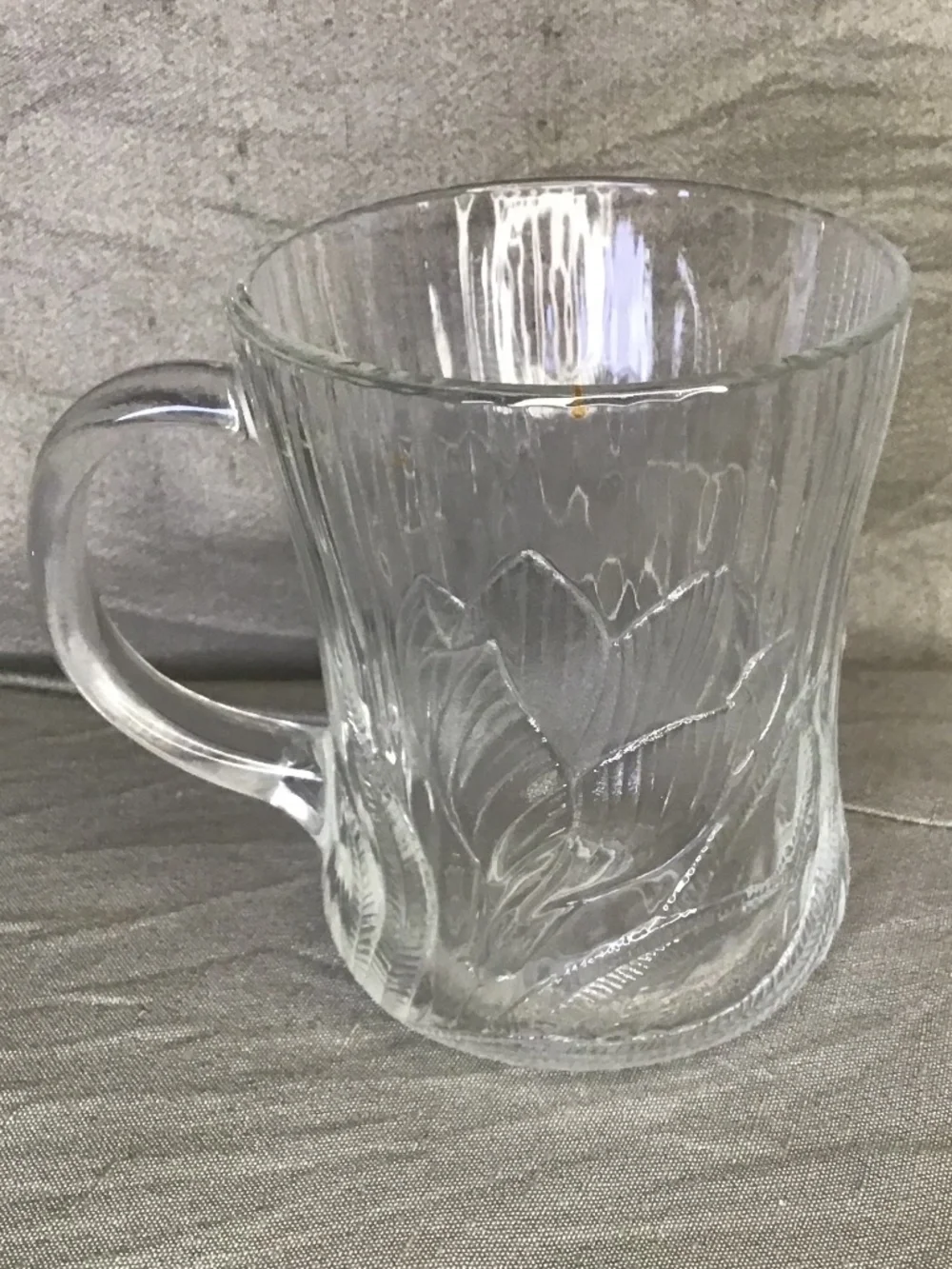 Vintage Arcoroc Canterbury Crocus Clear Coffee Tea Mug Cup Made in France.